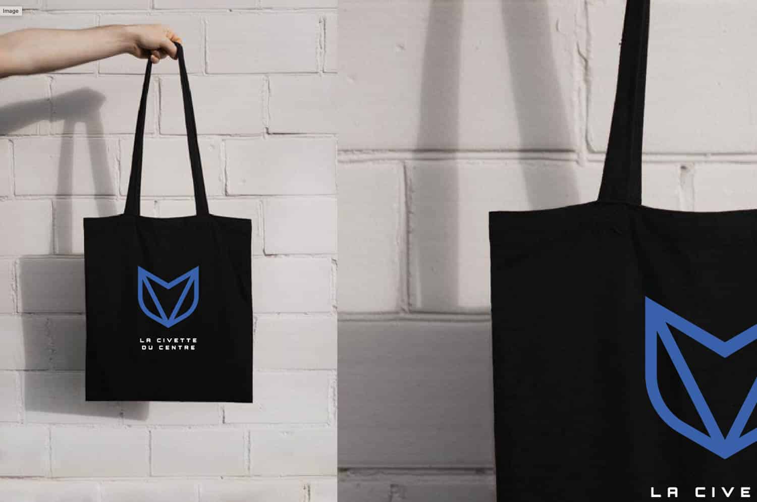 Civette du Centre : tote bags logotés – identité visuelle Studio Kan