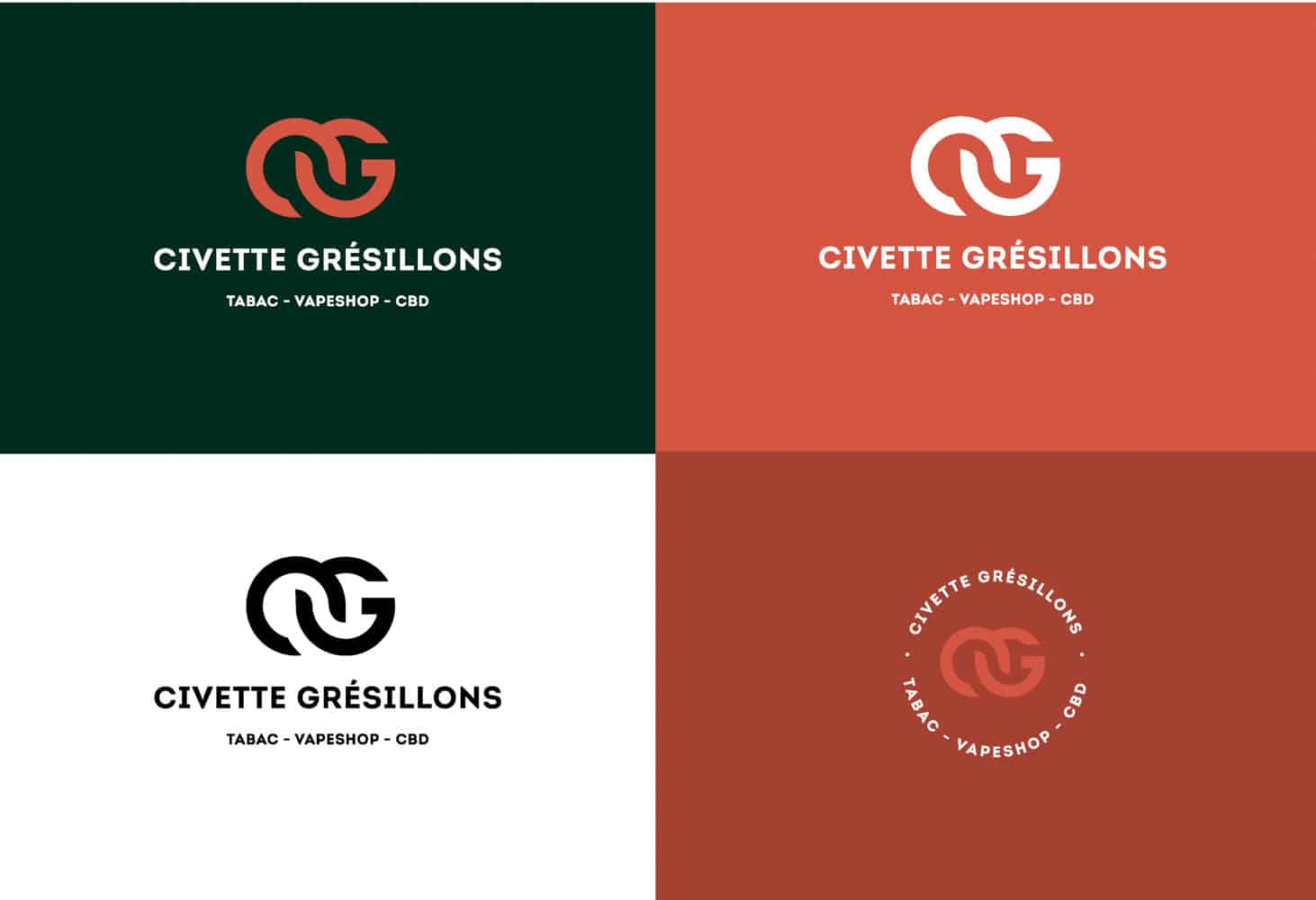 Civette Gresillons : déclinaisons du logo – identité visuelle Studio Kan