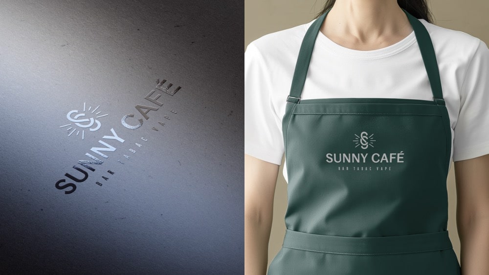 Sunny Café : tablier et logo – identité visuelle Studio Kan