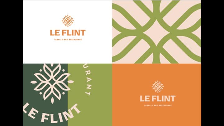 Le Flint : logo et motifs de marque – identité visuelle Studio Kan